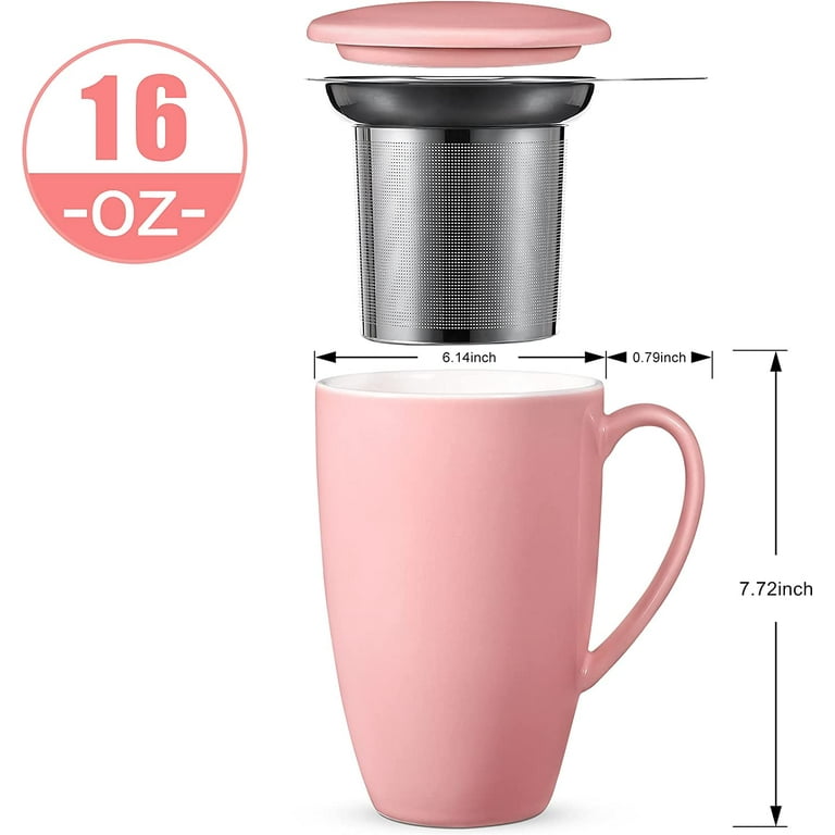 12oz Double Walled Porcelain Travel Cup with Stainless Steel Infuser