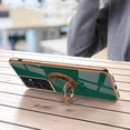thumbnail image 4 of for Galaxy S22 Ultra Case with Ring, Built-in Rotation Finger Ring Kickstand Cover with Shiny Plating Rose Gold Edge Work with Magnetic Car Mount Slim Thin Bumper Case for Women Girls Green, 4 of 14