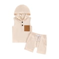 thumbnail image 2 of Aojekbee  Baby Boy 2 Piece Summer Outfit, Sleeveless Hooded Tank Tops Elastic Waist Shorts Toddler Set, 2 of 10