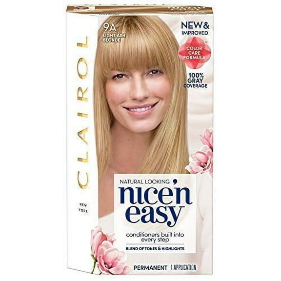 Clairol Nice'n Easy Permanent Hair Color, #9A Light Ash Blonde, 1 Count, 3 Pack