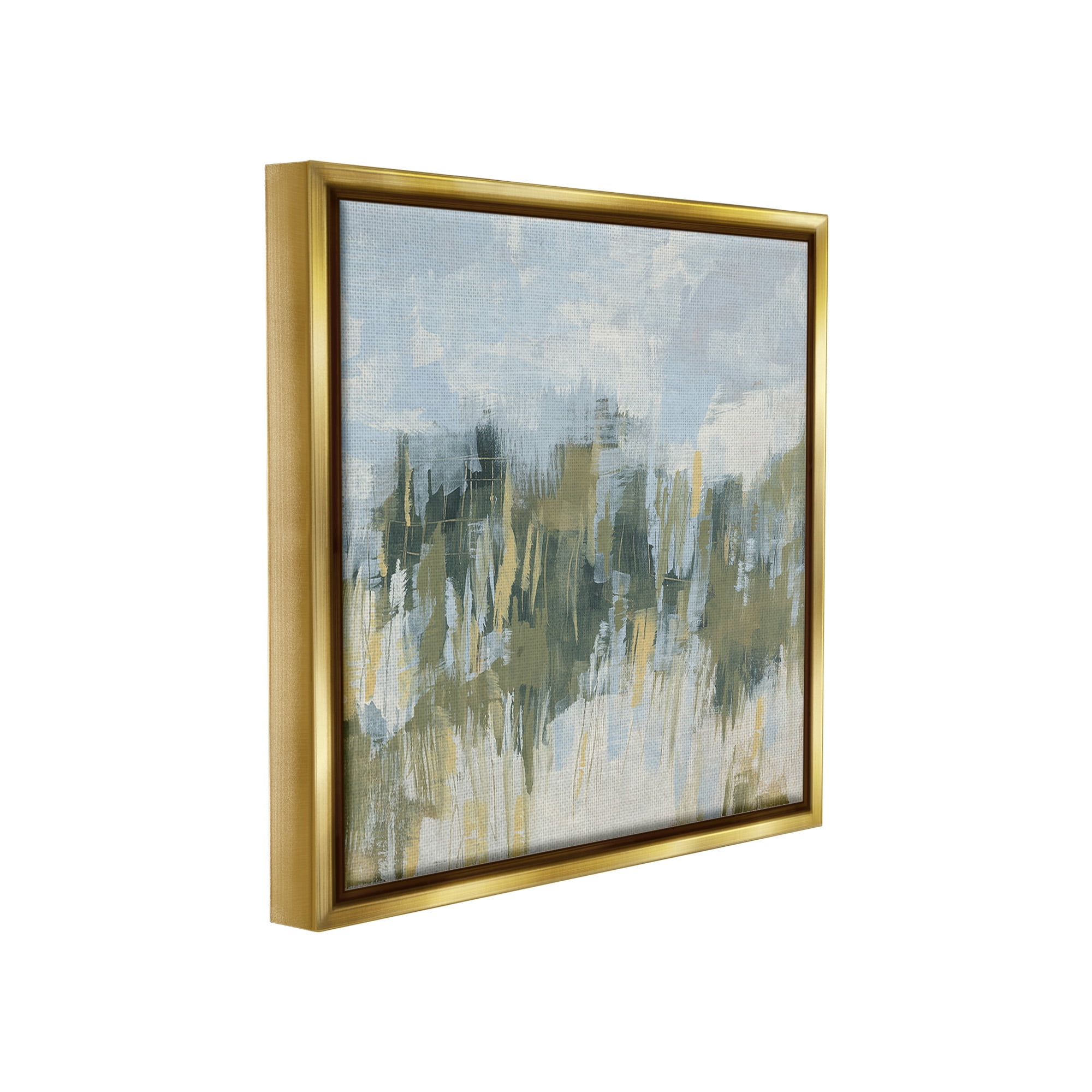Stupell Industries Abstract Grassy Landscape Abstract Painting Gold Floater Framed Canvas Art Print Wall Art, 18 x 18
