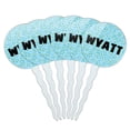 thumbnail image 1 of Wyatt Cupcake Picks Toppers - Set of 6 - Blue Speckles, 1 of 1