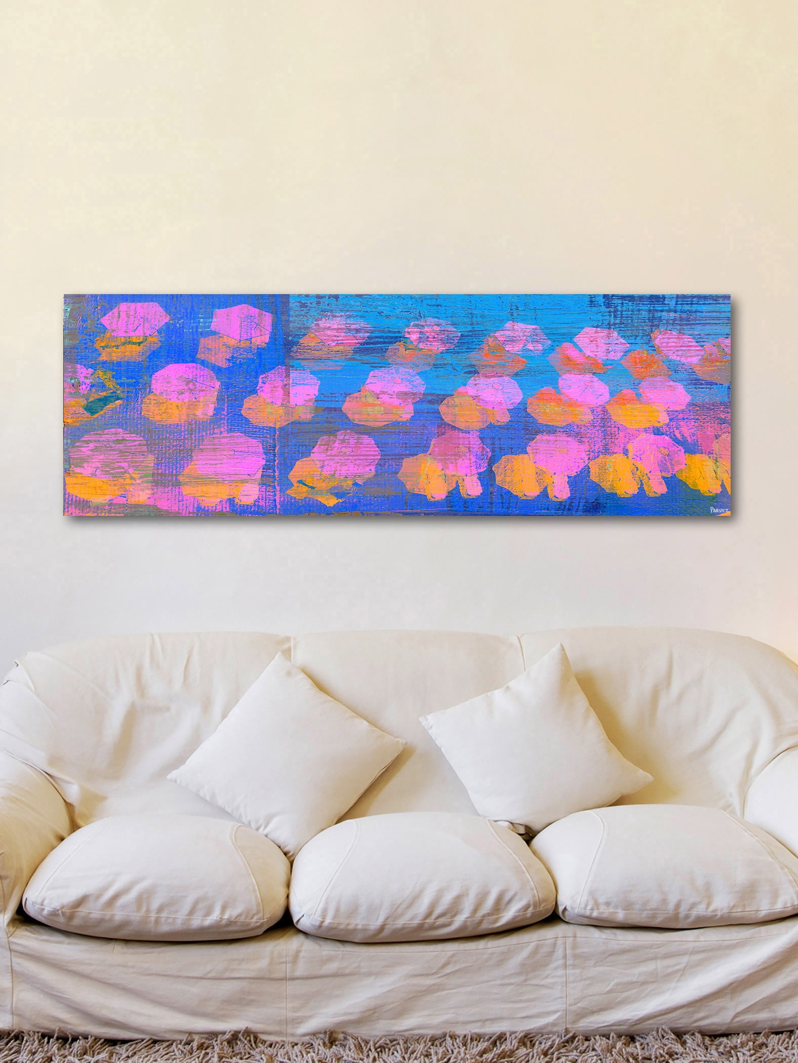 "Pink and Orange" Painting Print on Wrapped Canvas