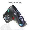 thumbnail image 2 of Cubierta de cabeza de golf Funda de cabeza de golf de cuero PU Piezas de repuesto de golf de dibujos animados en forma de L (perro negro), 2 of 3