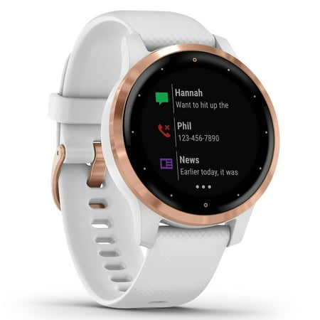 Garmin vívoactive® 4S Rose Gold Stainless Steel Bezel with White Case and Silicone Band