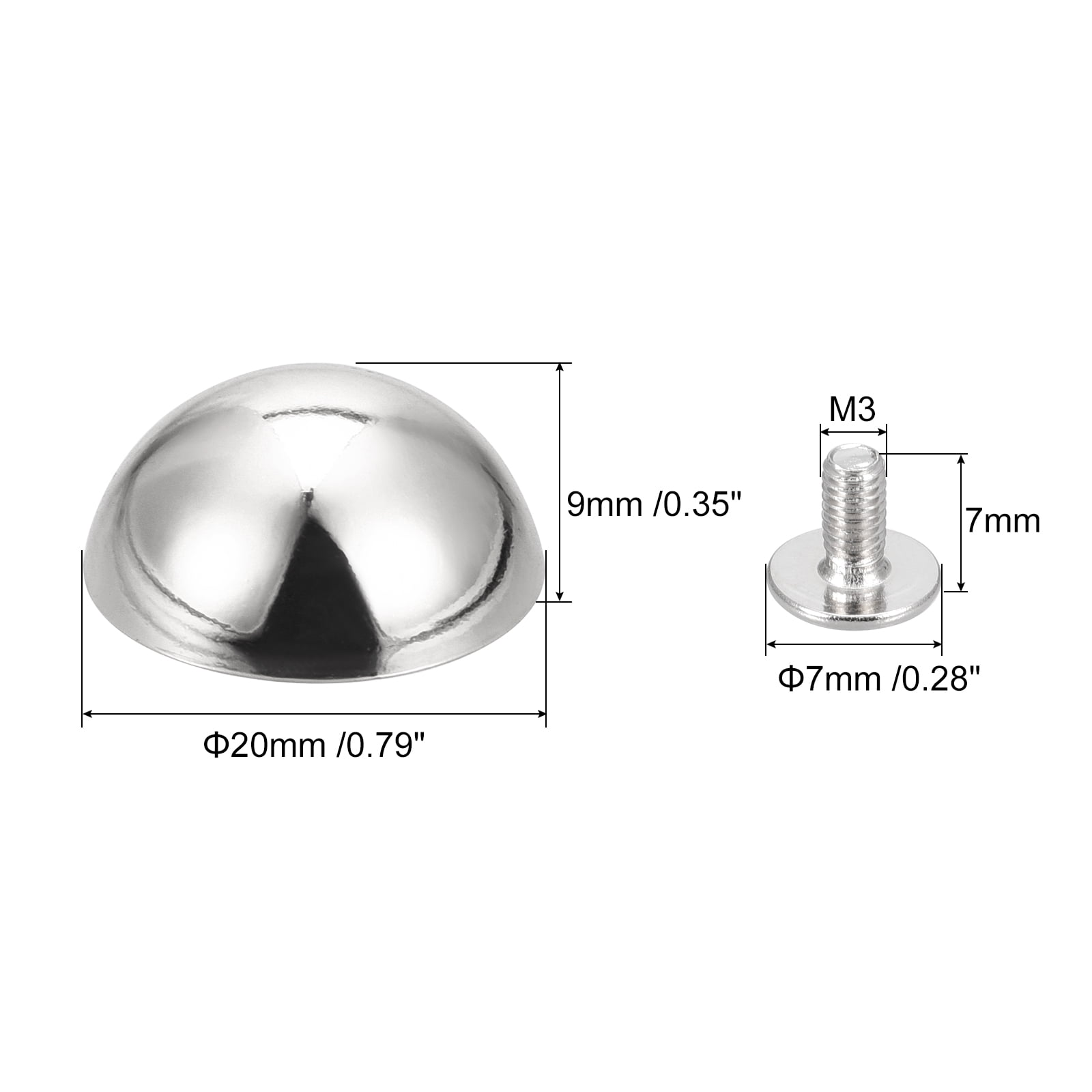 Unique Bargains Hollow Round Head Leather Studs Screw Back Rivets Silver Tone 20x9mm