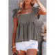 thumbnail image 4 of Blusa Informal de Mujer con Cuello Cuadrado, Volantes, Mangas y Peplum, Estilo Babydoll, Sin Mangas, Gris, Talla XXL, 4 of 9