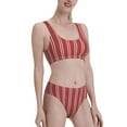 thumbnail image 2 of Daiia Stripes Red White printed 2 piece Swimsuit Bikinis for Women High Waisted Racerback Bathing Suits Summer Tummy Control Scoop Neck Swimwear-Small, 2 of 8