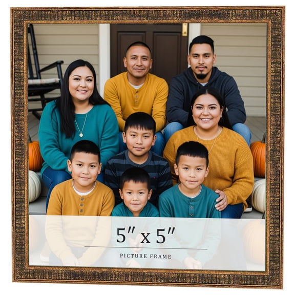 5x5 IN Frame Gold Kingsley Distressed Solid Wood Picture Frame Width 0.75 Inches | Interior Frame