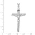 thumbnail image 2 of 10k White Gold Large Inri Crucifix 2-d and Textured 54x26mm Wide Pendant Necklace for Women, 2 of 2