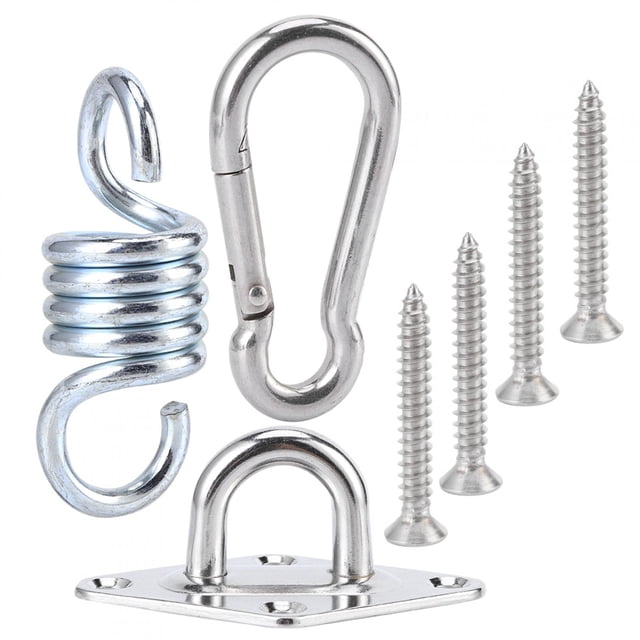 Kit para colgar hamaca con hebilla de acero inoxidable, gancho fijo y almohadillas de sujeción