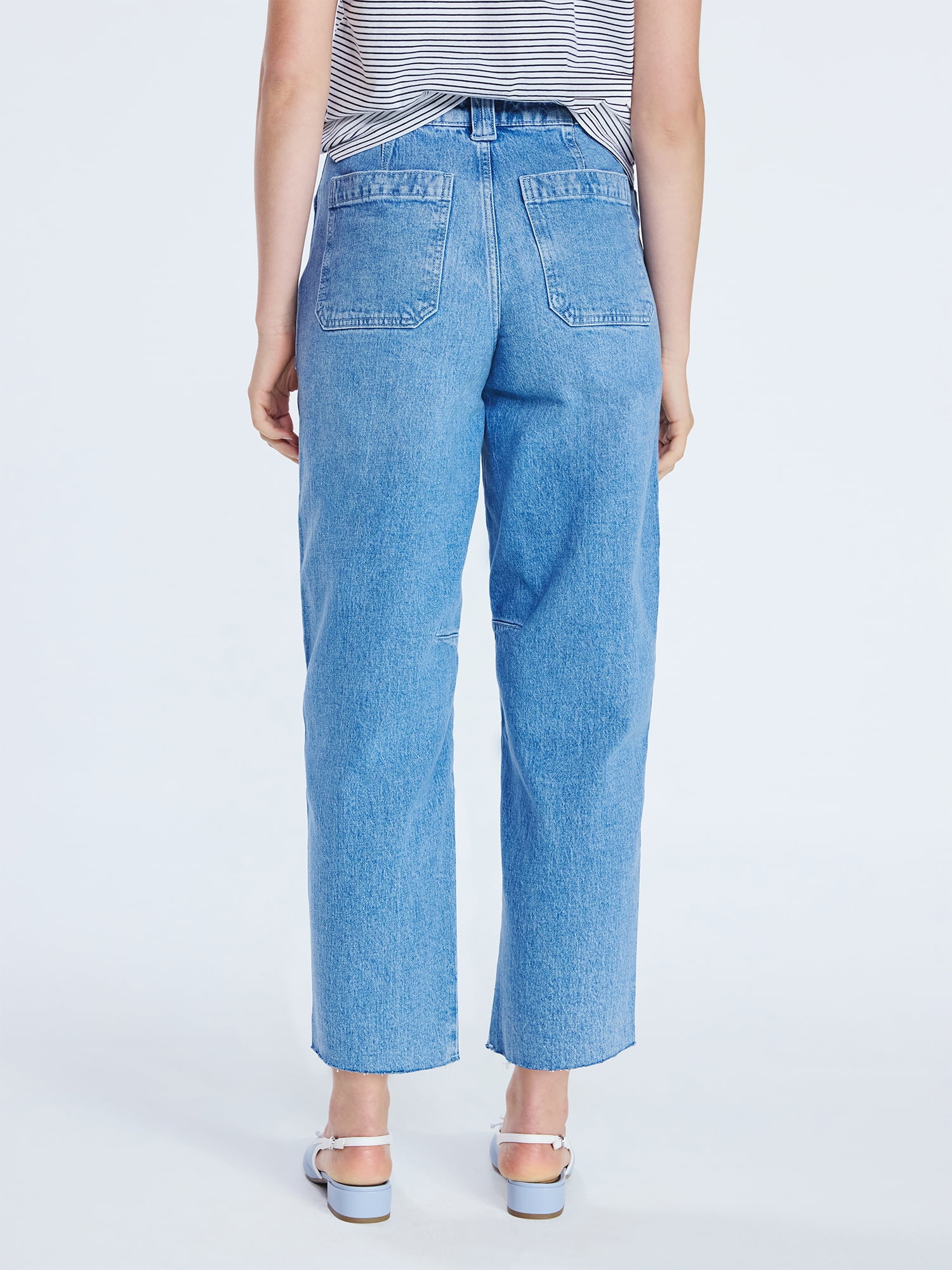 Free Assembly Women's Cropped Carpenter Barrel Jeans, 27" Inseam, Sizes 0-20