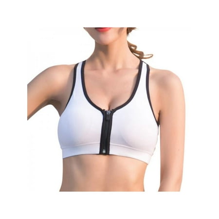 Topumt Fashion Women Front Zipper Breathable Sports Bra Lady Quick-drying Yoga Running Bra Vest Fitness Tank