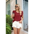 thumbnail image 5 of Womens Plus Size Tops Dressy Casual Summer Chiffon Blouses Short Sleeve Dress Shirts Business Loose Fit Tunics Wine red L, 5 of 9