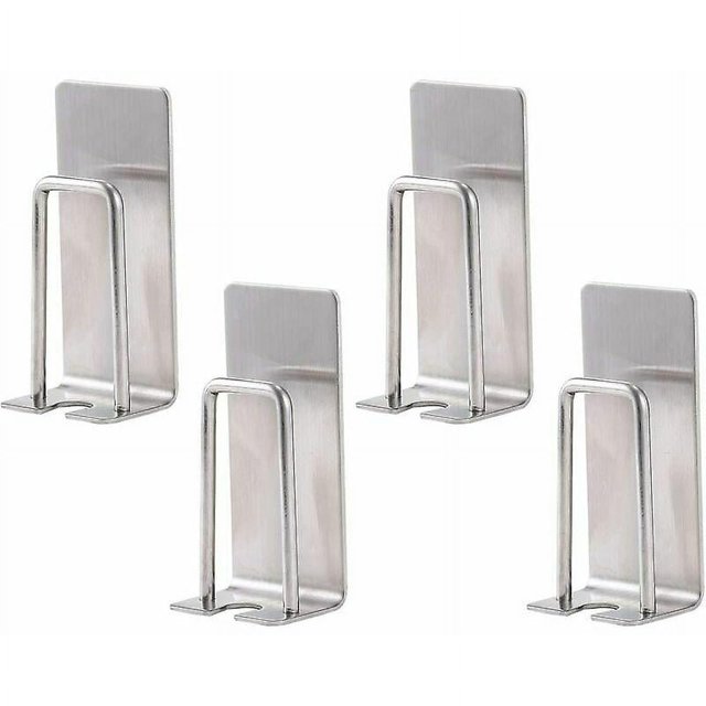 Juego de 4 soportes para cepillos de dientes de acero inoxidable - Montado en la pared - Sostiene tazas, tazones, cepillos de dientes - Impermeable y autoadhesivo - No requiere perforación
