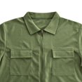 thumbnail image 5 of Mens Full Zipp Short Sleeve Shirt Summer Stretch Business Shirts Army Green M, 5 of 6