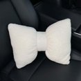 thumbnail image 3 of Cojín para reposacabezas de coche con lazo blanco de lana de cordero, almohada para el cuello, reposacabezas para asiento de coche, soporte lumbar, almohada cervical para coche con bonitos dibujos ani, 3 of 5