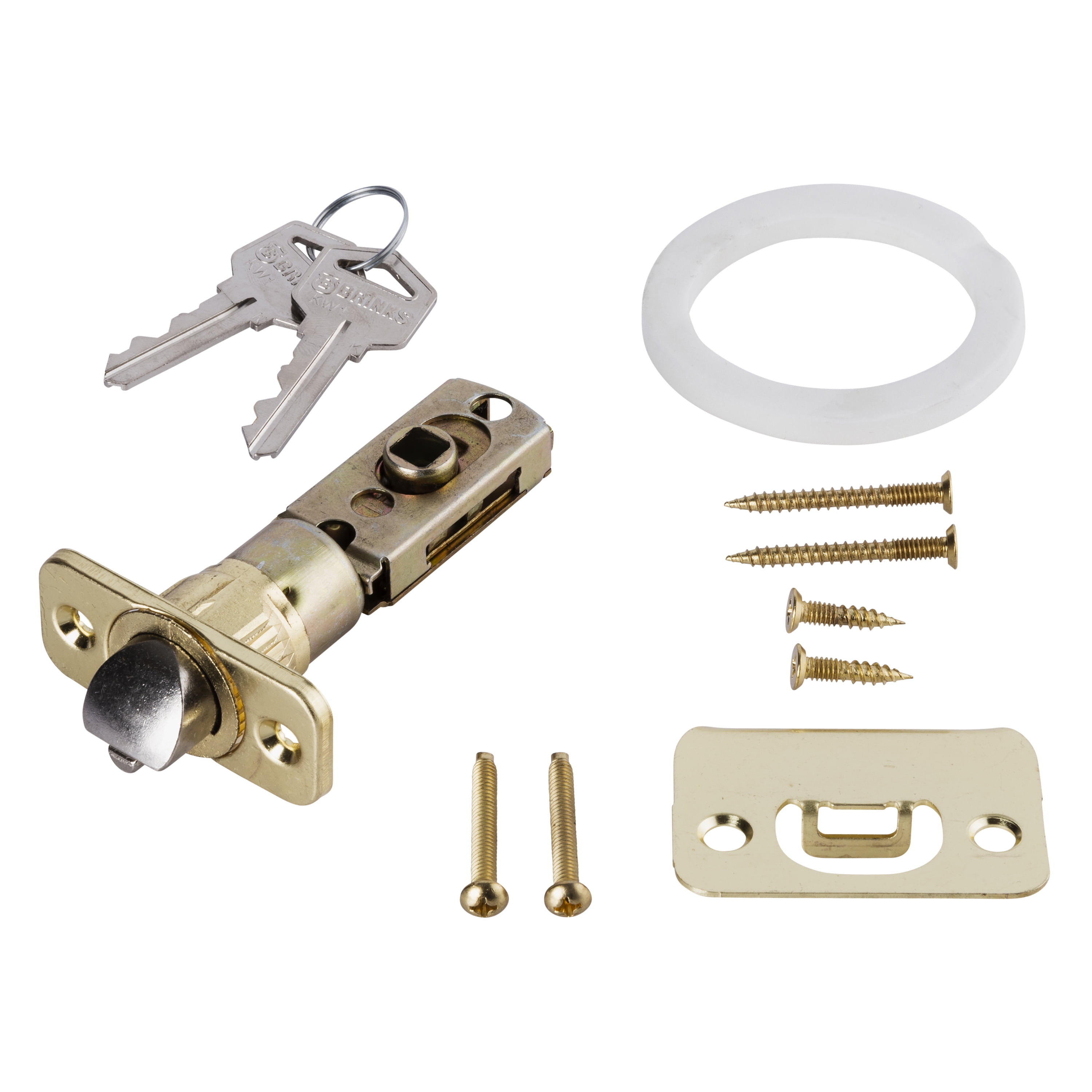 Brinks Mobile Home Keyed Entry Classic Bell Style Doorknob, Polished Brass Finish