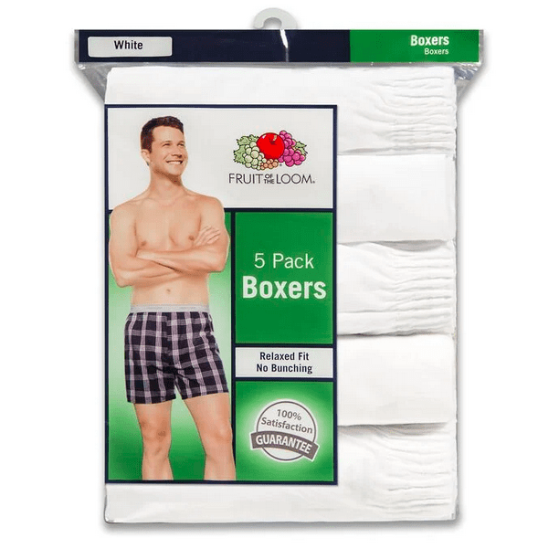 Fruit of the Loom Men's White Boxer Shorts Boxers Underwear 3XL
