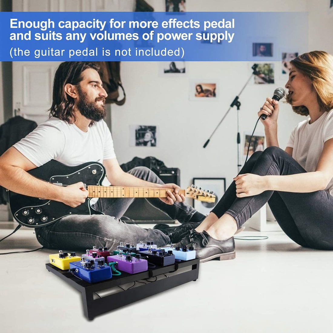 WM25 Guitar Pedalboard Guitar Effect Pedal Board Aluminum Alloy Pedalboard with Carrying Bag