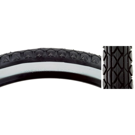 Sunlite V52 Beach Cruiser Tire 26x2.125 Black/White Folding CB 30TPI 65psi