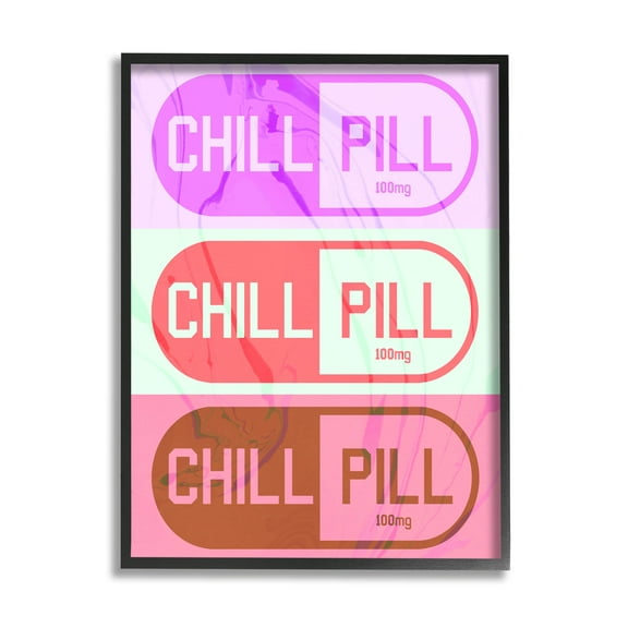 Stupell Industries Various Chill Pill Shapes Graphic Art Black Framed Art Print Wall Art, Design by Daphne Polselli