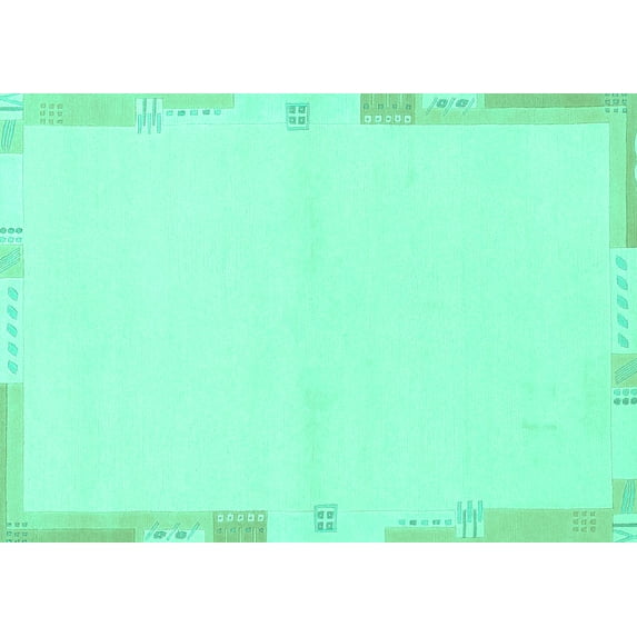 Ahgly Company Indoor Rectangle Solid Turquoise Blue Modern Area Rugs, 5' x 7'