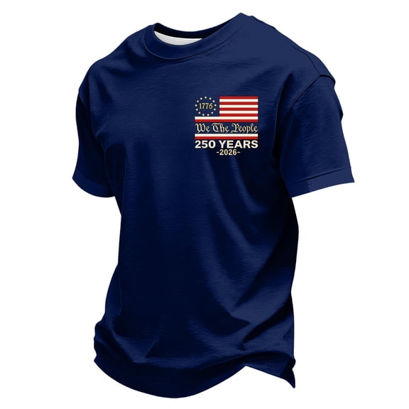 ASDFVBKG Usa Flag Shirts for Men: Usa Flag 1776 Patriotic Shirts 4th Of July Flag Pullover Usa Graphic Shirts for Men Blue XL