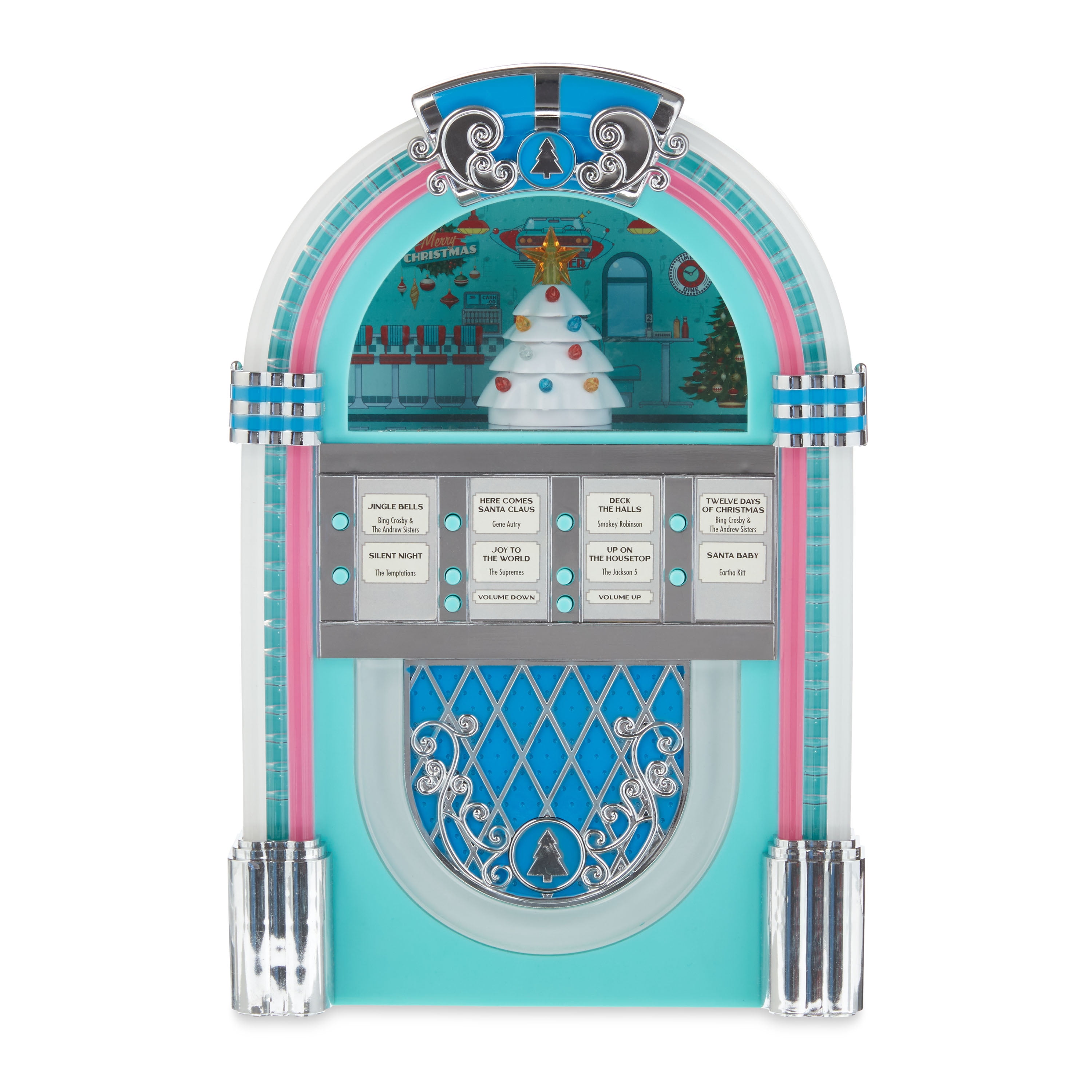 Mr. Christmas Plastic Musical Juke Box Decoration, Teal, 10.5
