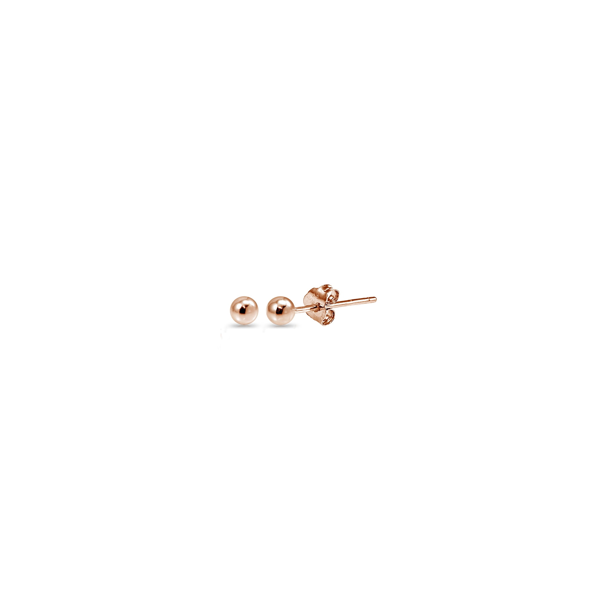 Rose Gold Flashed Sterling Silver 2mm Polished Ball Bead Stud Earrings Set of 5
