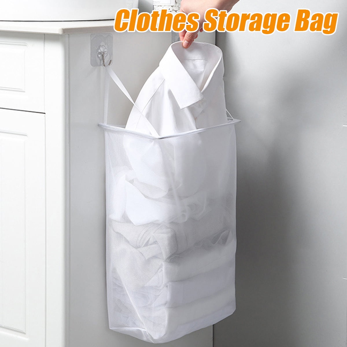 1/2PCS Bath Wall Hanging Laundry Bag Washing Storage Cloth Net Bag With