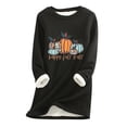 thumbnail image 2 of Babysbule Tops for Women Women Thick Fleece Sweatshirt Long Sleeve Print Velvet Warm Round Neck Underwear Tops, 2 of 3