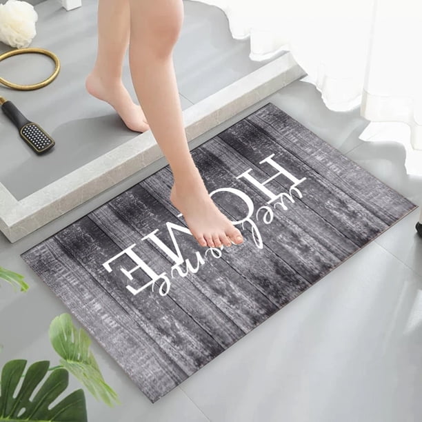 Felpudo floral de bienvenida | Alfombra de entrada de poliéster grueso para interior y exterior | Felpudo antideslizante de 60 x 90 cm para cocina y puerta, resistente a la suciedad y el agua |