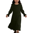 thumbnail image 2 of LYHaoo Elegant Girls Dress With Floral Lace Hem And Round Neck Pure Color Party Gown For And Celebrations，Girls A Line Dresses Sizes 9-10 Years Green, 2 of 5