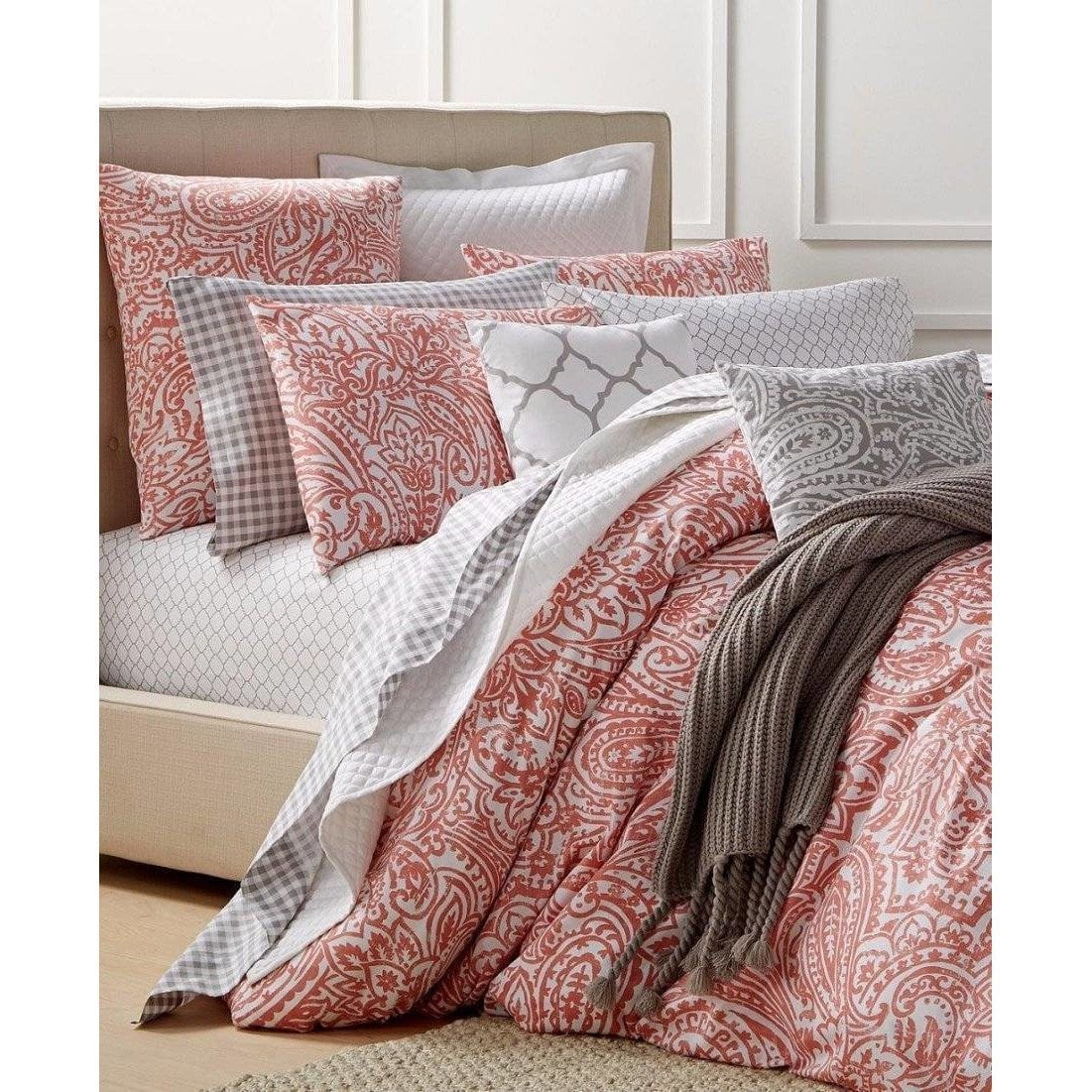 Charter Club Paisley Duvet Cover Set 3 Pcs Hibiscus Pima