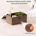 thumbnail image 4 of Seagrass Storage Baskets With Lid Set Of 3 Wicker Basket Bin For Shelves Rectangular Boho Decor Handwoven Shelf Organizing-storage Container Box Home Organization-coffee, 4 of 9