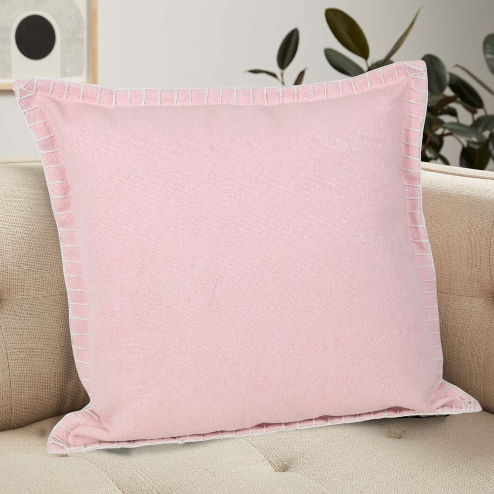 Laddha Home Designs Handwoven Solid Flanged Border Throw Pillow - 20" - Pink - Set of 2
