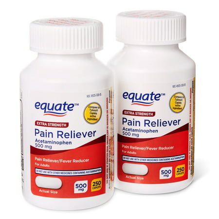 Equate Extra Strength Pain Reliever Acetaminophen 500mg Caplets,