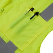 3C Products ANSI/ISEA 107-2015 Class 2 Safety Green Cool Mesh Safety Vest w/ Zipper Closure and 4 Outside Pockets / Solid Front & Mesh Back- SV2100-3XL