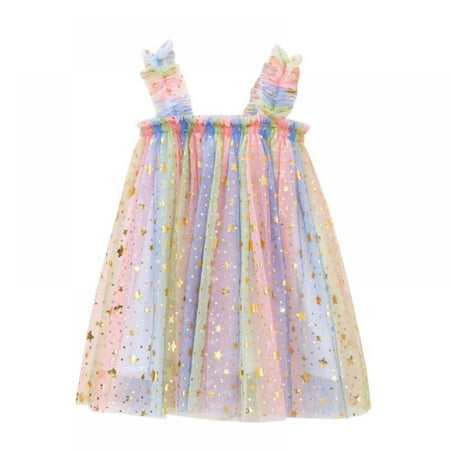 

BULLPIANO Toddler Baby Girl Dress Kids Summer Sundress Girls Casual Tulle Tutu Dress for 12M-6Y