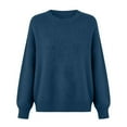 thumbnail image 4 of Turilly Womens Winter Cozy Knitted Sweaters Women's Solid Color Crew Neck Long Sleeve Pullover Tops, 4 of 5