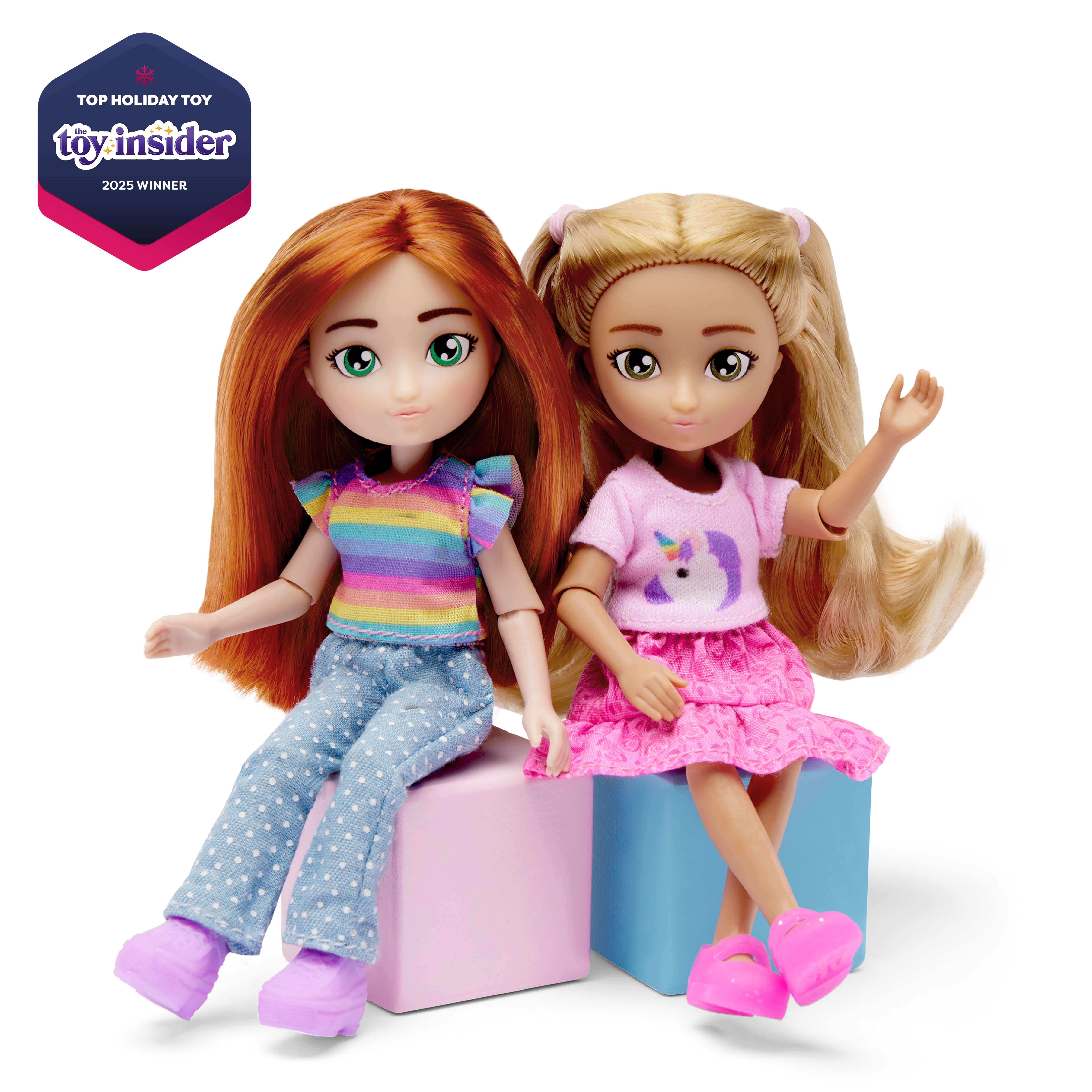 Hey Bestie Millie & Hannah Set of 2 (5.5-inch) Bendable Fashion Dolls, Red Hair & Brown Hair, Kids Ages 3 & Up
