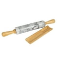 thumbnail image 4 of Creative Home 18" Premium Natural Marble Rolling Pin with Wood Handles & Cradle, 4 of 8