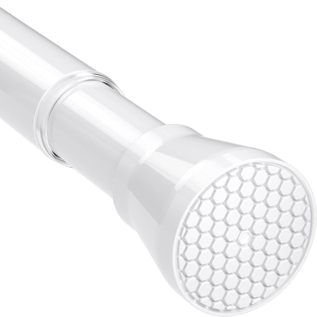 QINGYUN 1Pcs Shower Curtain Rod 45 to 75 Inch White Shower Curtain Rod No Drilling Adjustable Tension Curtain Rod for Windows Pressure Spring Curtain Rod for Doorway,Kitchen