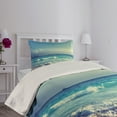 thumbnail image 2 of Ambesonne Tree Quilted Coverlet 2 Pcs, Ocean Seychelles, Twin Size, Turquoise Sky Blue Umber, 2 of 4
