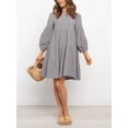 thumbnail image 3 of Mialoley Robe Mini pour Femmes, Manches Longues Col Rond Plissé Robe Ample Ligne A Automne, 3 of 7