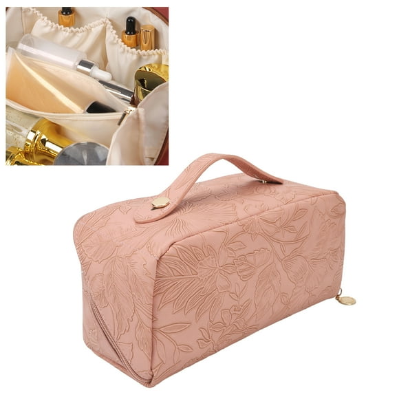 Make Up Bag, Female Cosmetic Bag Embossed Floral Pattern Portable   For Travel For Lady