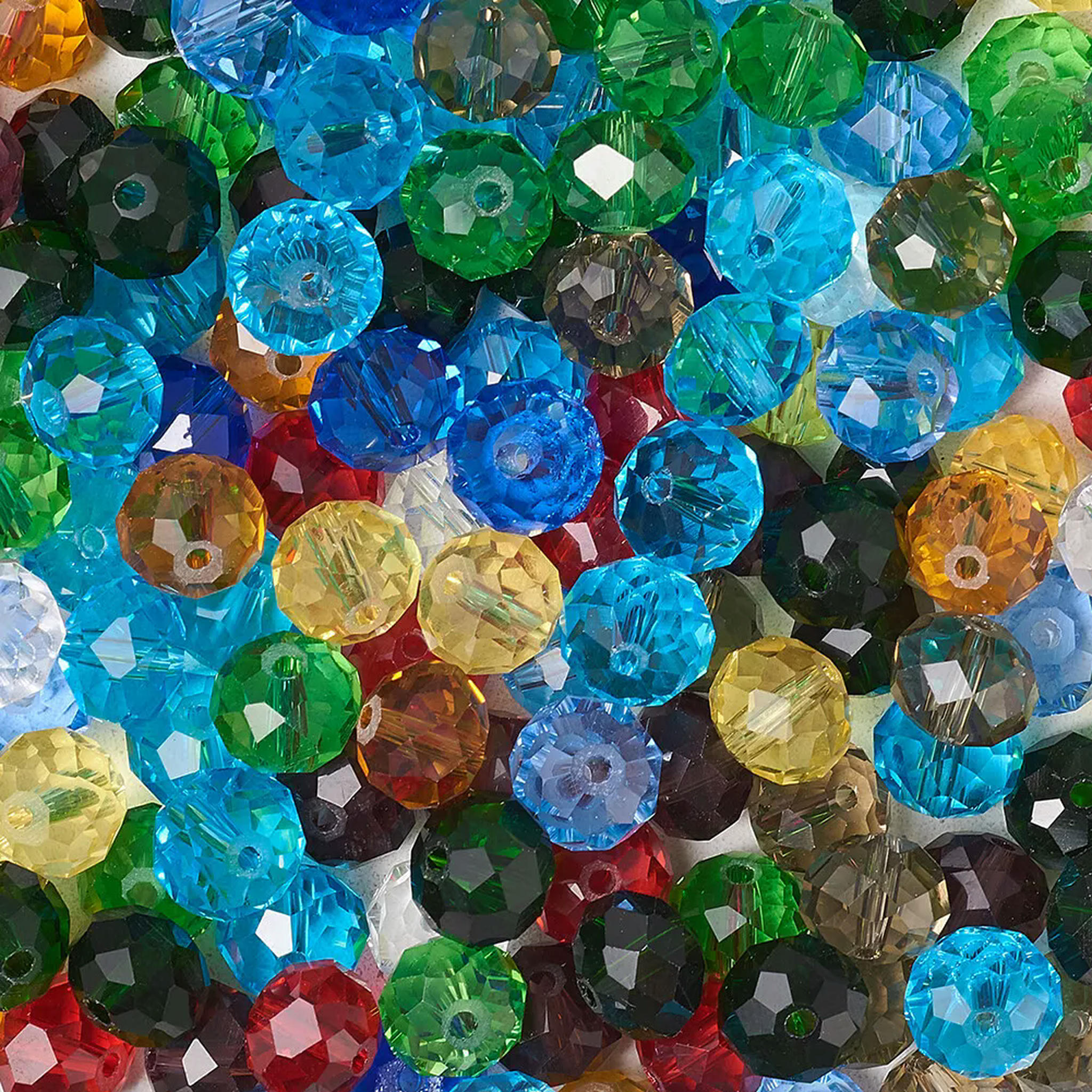 U8MO 200pcs 10mm Faceted Rondelle Transparent Glass Beads Loose Spacer Beads Crafting