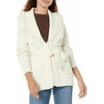 thumbnail image 2 of Guess CREAM WHITE Women's Anne Fringe-Trim Belted Wrap Cardigan, US Medium, 2 of 4