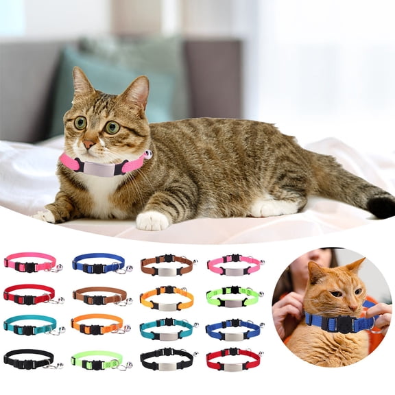 Breakaway Cat Collar Adjustable Length Terylene Pet Collar with Bell Decor Safety Snap Design Kitten Neck Strap 8 Color Options